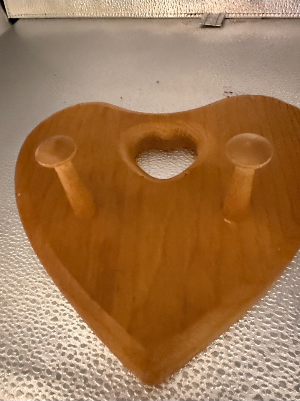 Vintage Wooden Heart Wall Hook - Natural Brown